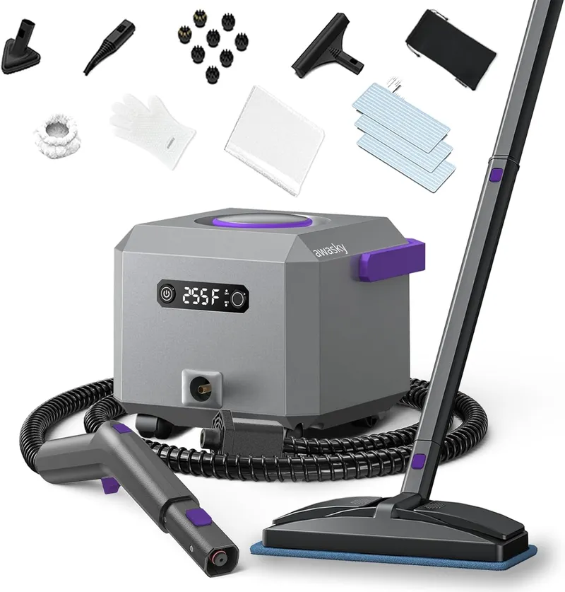 awasky Steam Cleaner Fast 50-Sec Heat-Up-21-Piece Kit-0.6Gal